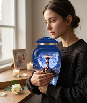 Lighthouse Adult Cremation Urn for Ashes | Ocean Memorial Urn | Personalized Adult Urn for Human Ashes