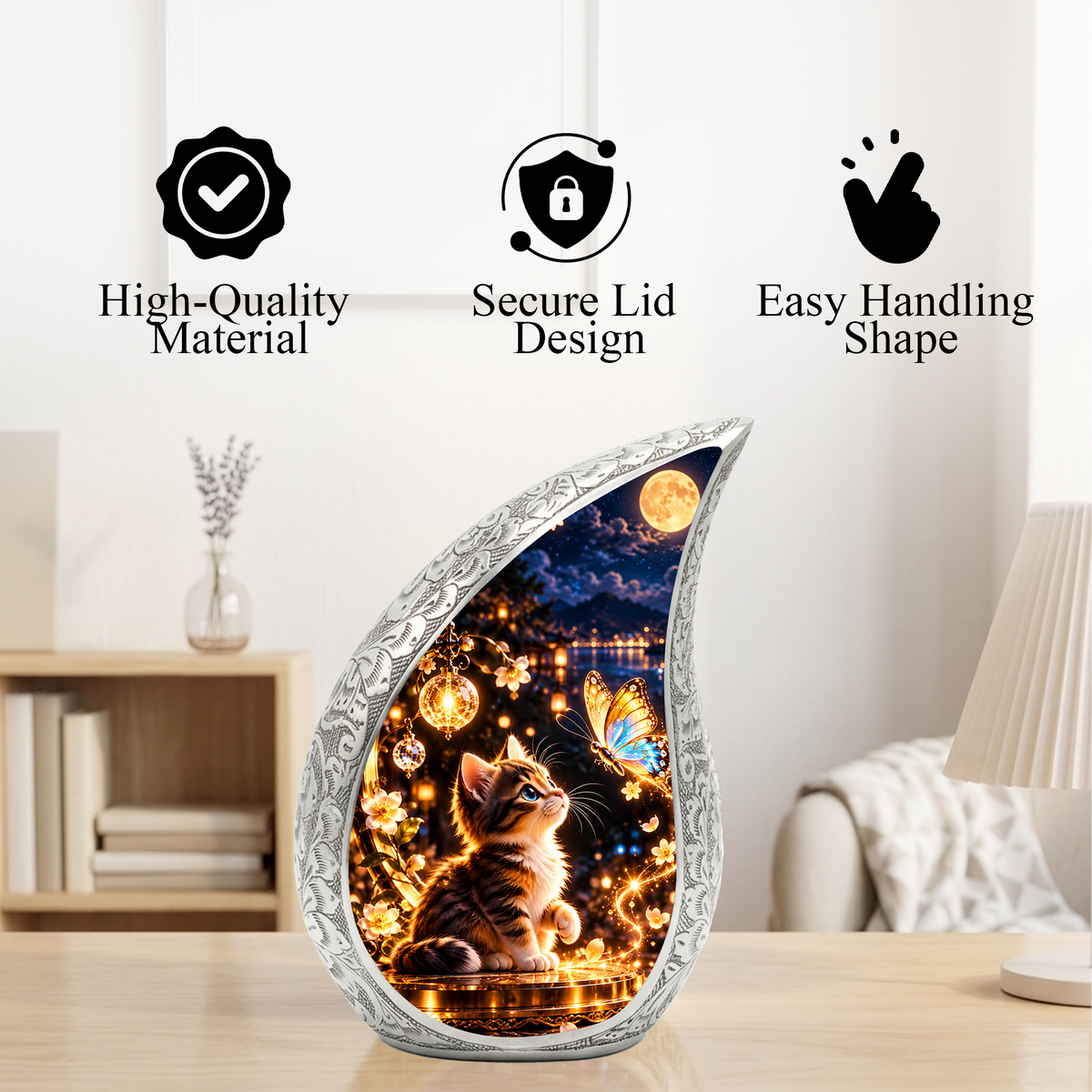 Cat Urn for Ashes, keepsake Personalized Cat Cremation Urn