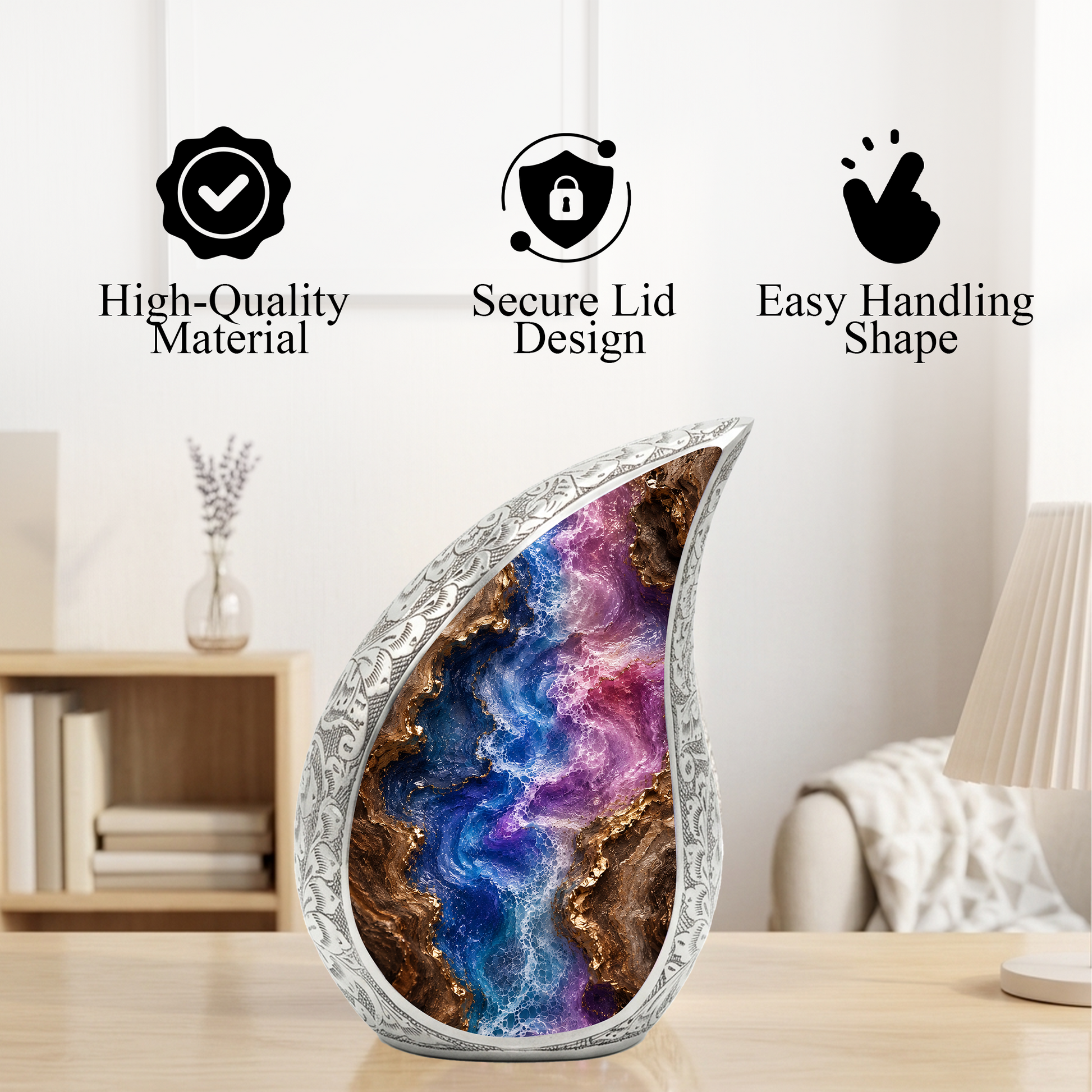 Abstract Cremation Urn for Ashes, Adult Urn for Human Ashes
