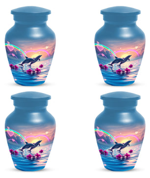 Dolphin Urn for Ashes - Personalized Ocean Sunset Memorial for Mom | Rainbow Cremation Urns for Mother
