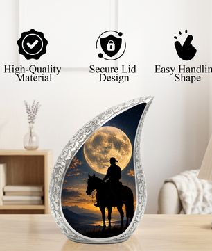 Cowboy Urn for Human Ashes | Western Cremation Urn for Men, Dad, Father & Cowboy Memorial