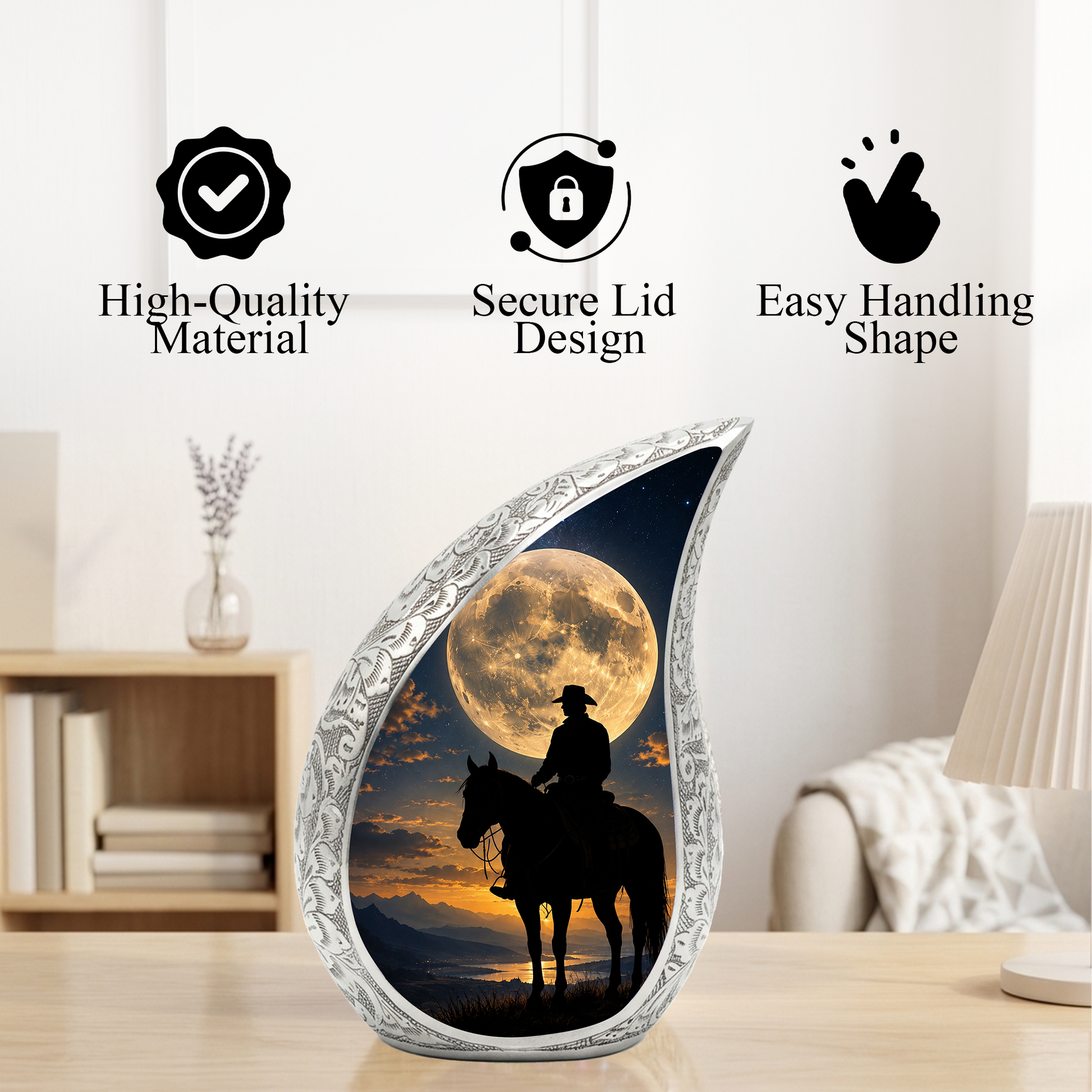 Cowboy Urn for Human Ashes | Western Cremation Urn for Men, Dad, Father & Cowboy Memorial