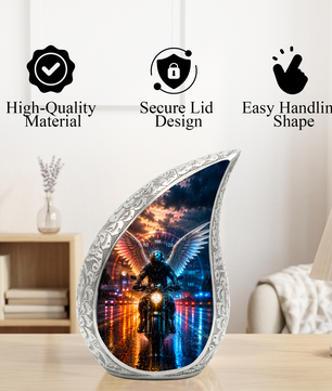 Guardian Angel Motorcycle Urn for Dad – Memorial Cremation Urn for Human Ashes