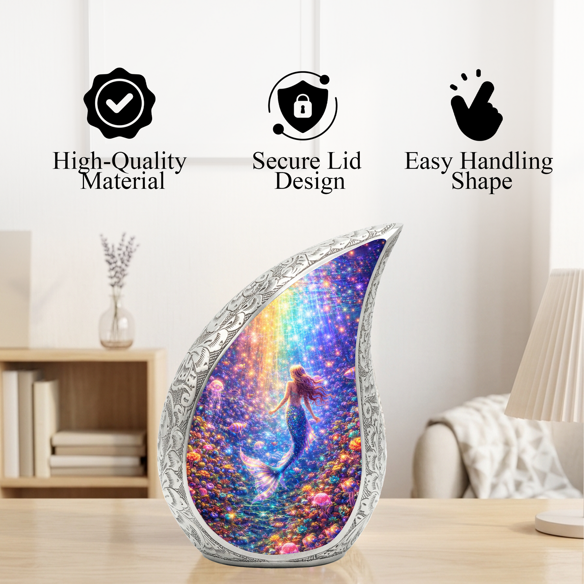Mermaid Ocean Urn for Mom – Premium Mermaid Ocean Cremation Urn for Human Ashes