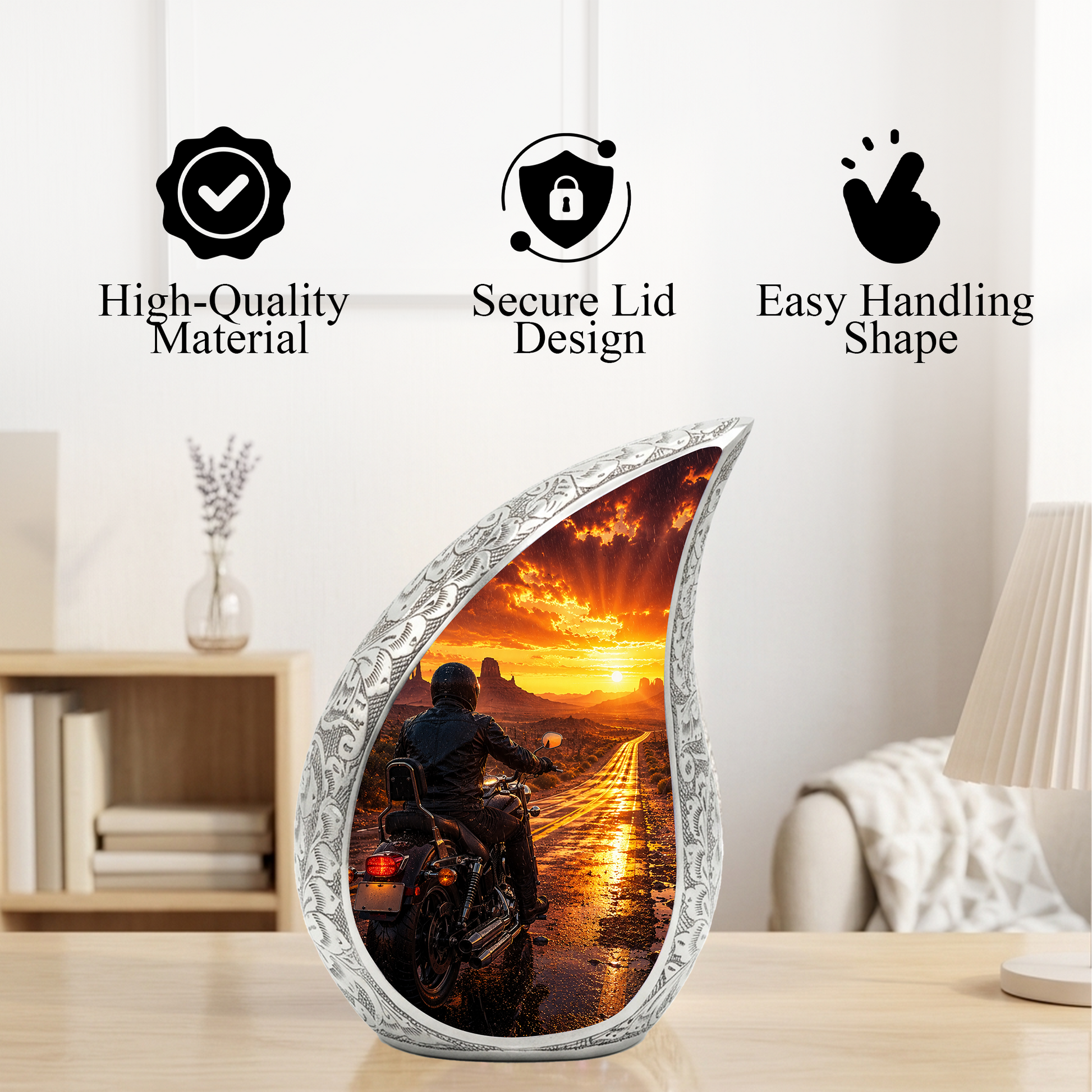 Motorcycle Urn for Dad Ashes | Motorcycle Cremation Urn for Men, Adult Male Memorial Urn