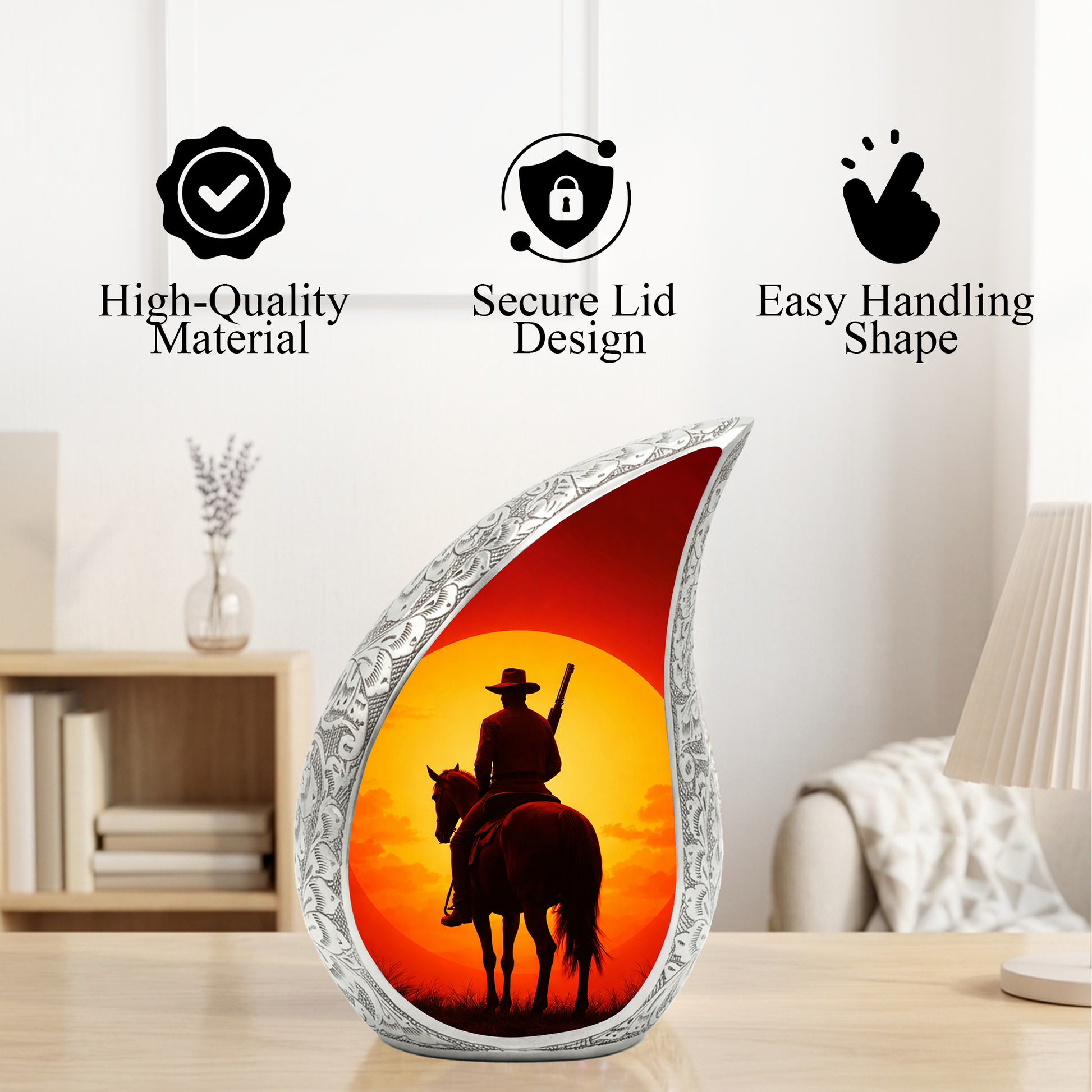 Personalized Cowboy Urn for Dad, Western Memorial Keepsake Ashes