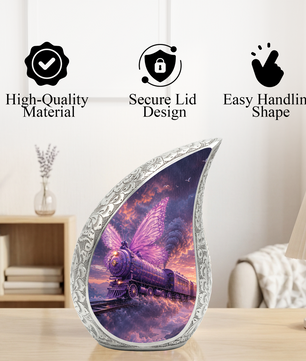 Butterfly Train Urn for Human Ashes | Beautiful Butterfly & Locomotive Adult Cremation Urn