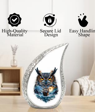 Owl Cremation Urn for Dad – Personalized Adult Cremation Urn for Ashes | Nautical Memorial Urn for Father