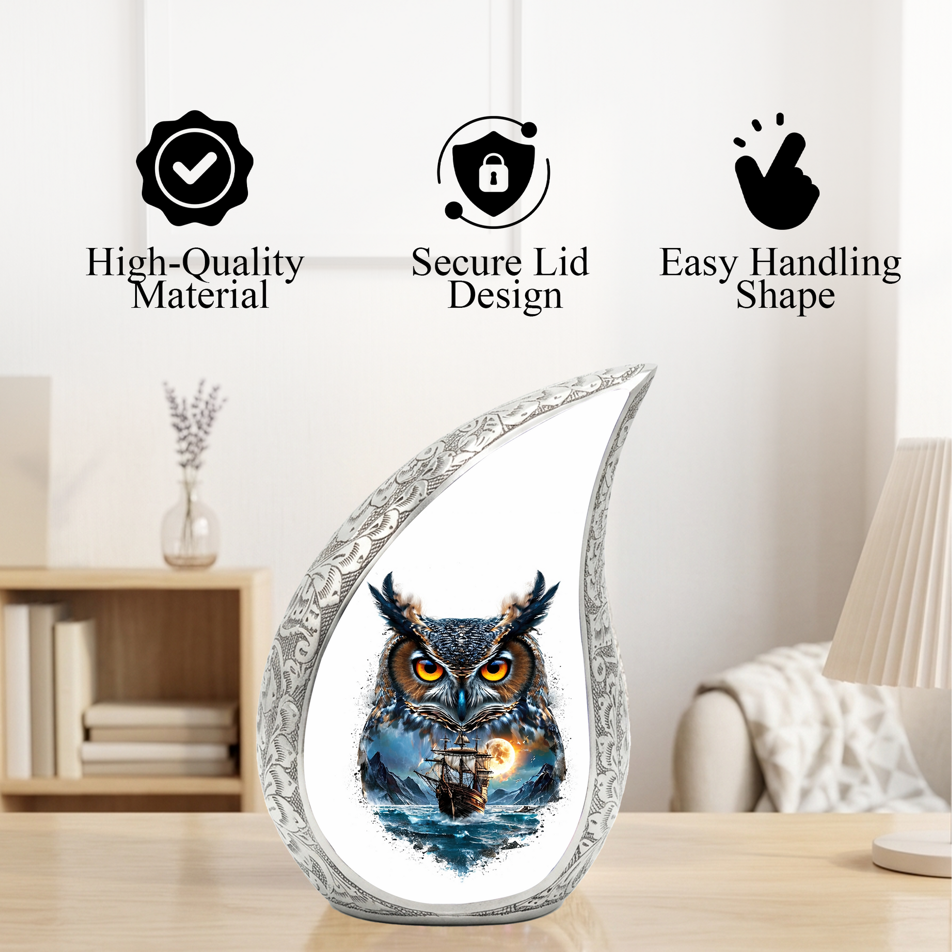 Owl Cremation Urn for Dad – Personalized Adult Cremation Urn for Ashes | Nautical Memorial Urn for Father