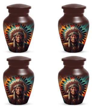 Native American Inspired Cremation Urn for Adult Ashes | Tribal Portrait Memorial Adult Urn