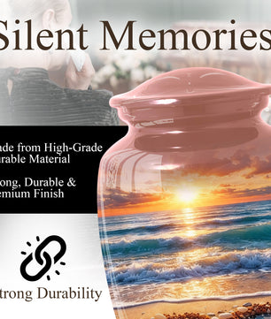Funeral Urn for Mom – Beach Sunset Memorial Large Urn for Ashes