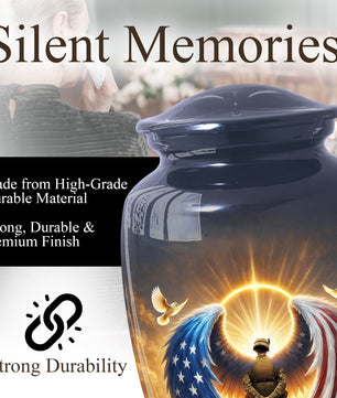 Military Veteran Cremation Urn for Dad, US Army Large Urn for Human Ashes
