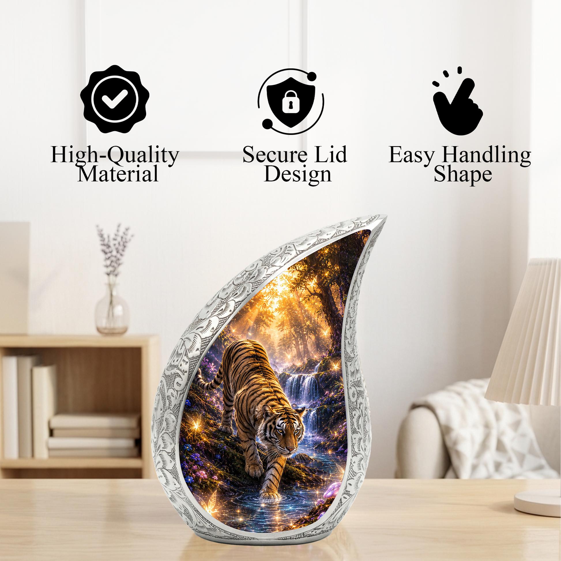 Tiger Adult Urn for Ashes | Premium Adult Cremation Urn for Human Ashes Memorial