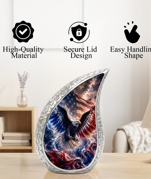 Patriotic Eagle Urn for Human Ashes | American Flag Adult Cremation Urn Memorial