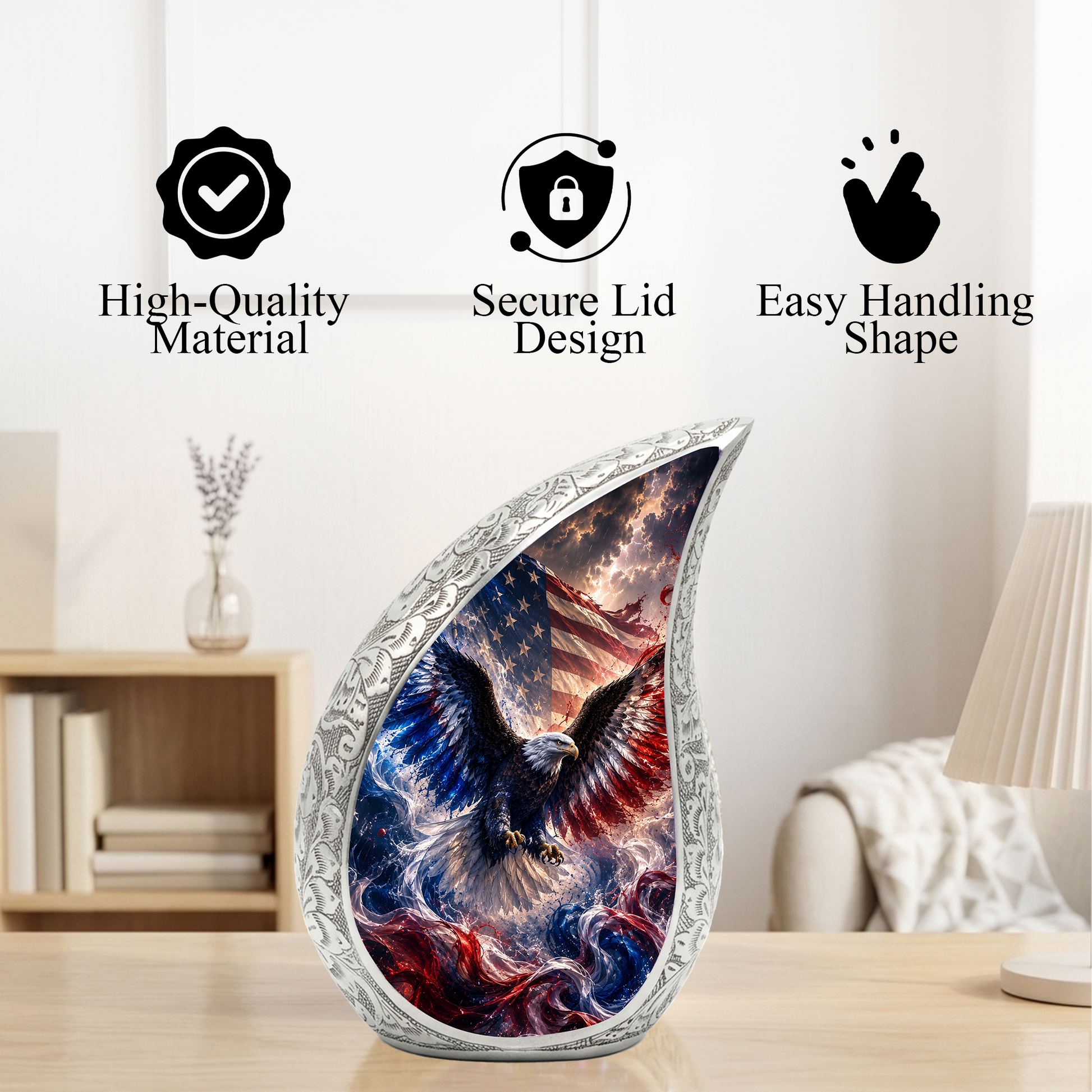 Patriotic Eagle Urn for Human Ashes | American Flag Adult Cremation Urn Memorial