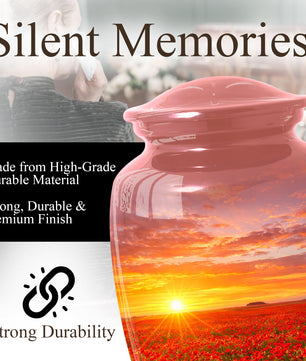 Poppy Flower Urn for Mom, Sunset Cremation Large Urn for Ashes