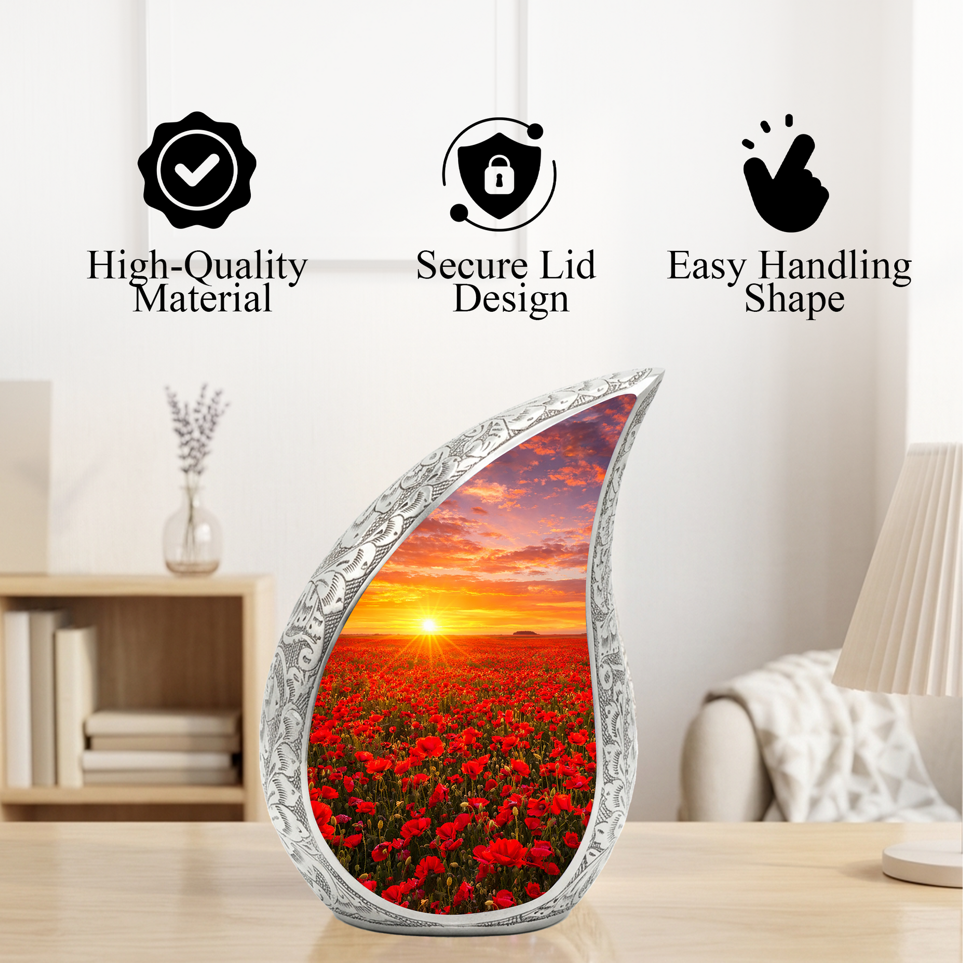 Flower Urn for Mom – Premium Floral Cremation Urn for Human Ashes |