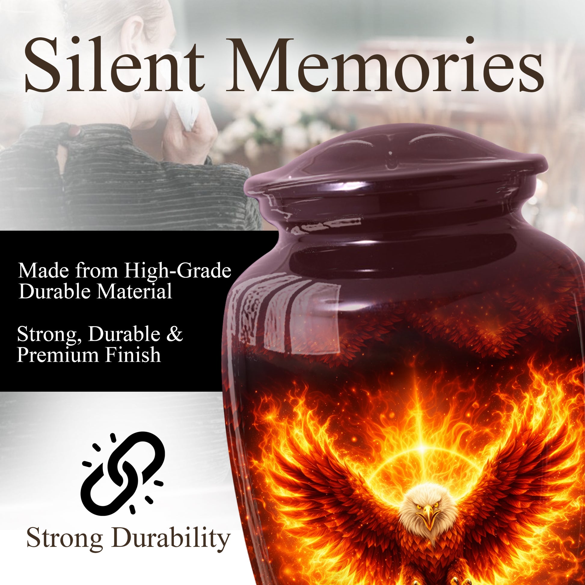 Angel Wing Eagle Urn for Mom-Keepsake Large Urn For Human Ashes