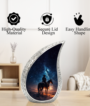 Cowboy with Stars Night Sky Cremation Urn for Adult Ashes