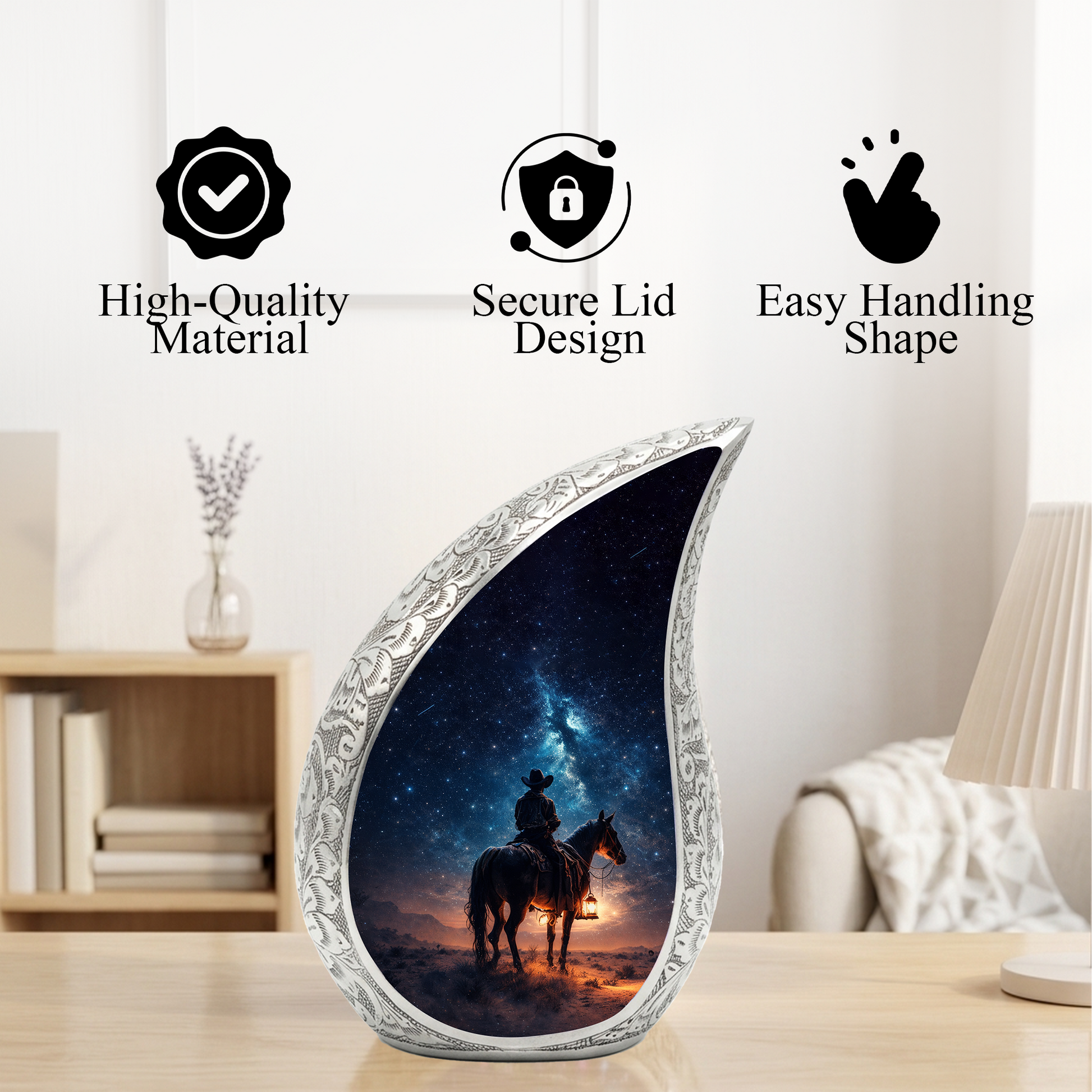 Cowboy with Stars Night Sky Cremation Urn for Adult Ashes