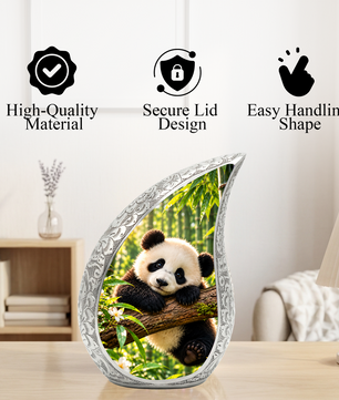 Panda Cremation Urn for Adult Ashes, Cute Panda Memorial Urn, Bamboo Forest Animal Urn