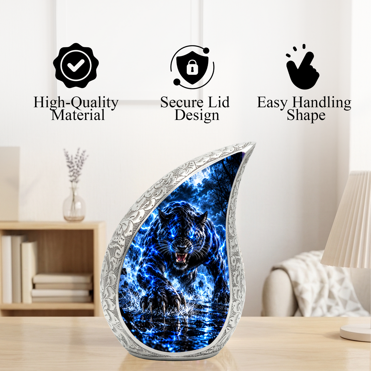 Black Panther Cremation Urn for Ashes, Panther Memorial Urn, Wildlife Adult Urn, Big Cat Cremation