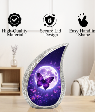 Purple Butterfly Adult Urn for Human Ashes – Premium Purple Butterfly Cremation Urn