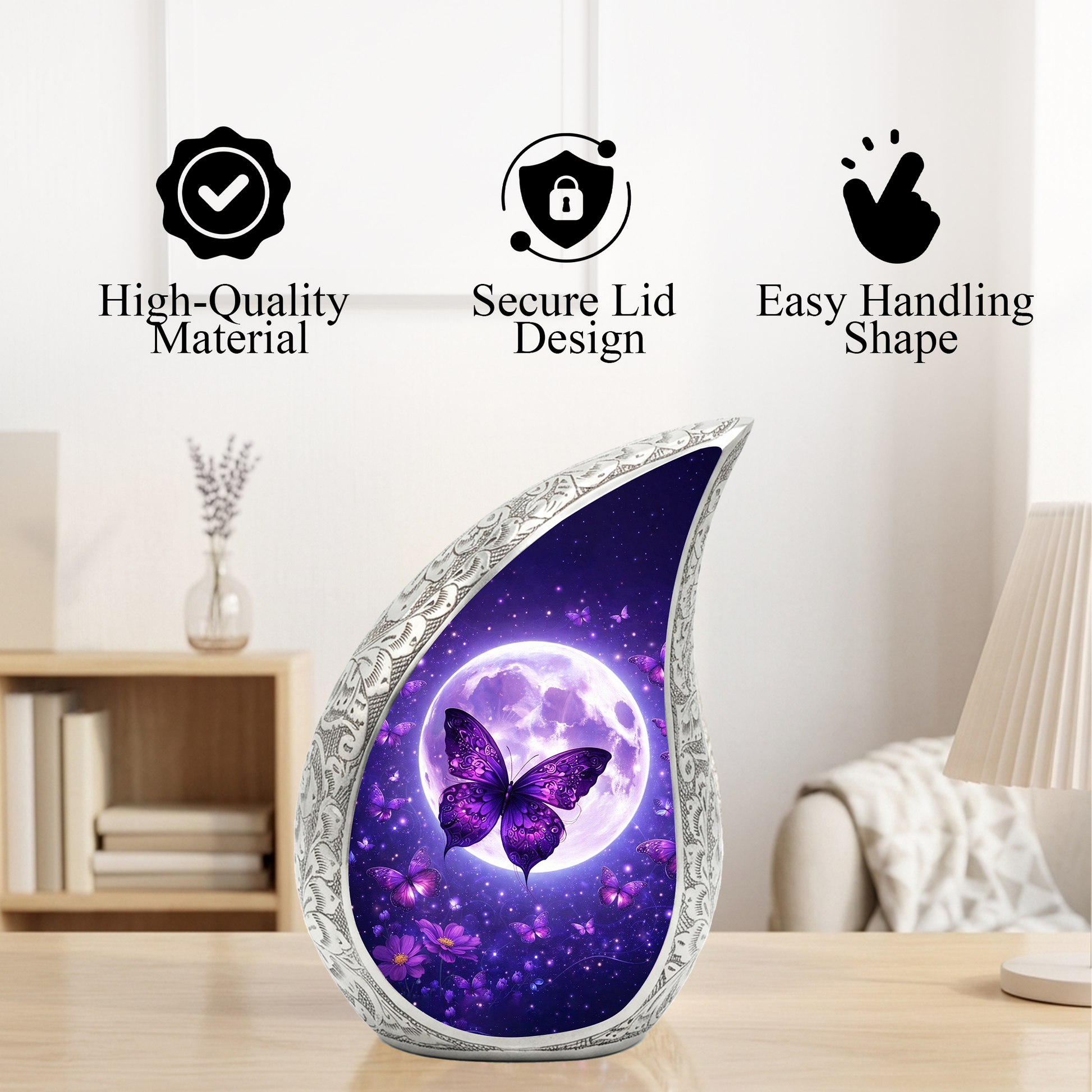 Purple Butterfly Adult Urn for Human Ashes – Premium Purple Butterfly Cremation Urn