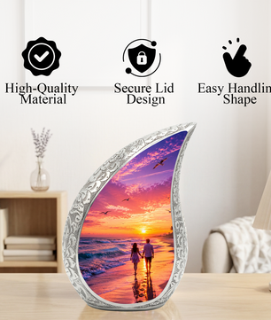 Beach Sunset Urn for Human Ashes | Ocean Sunset Cremation Urn