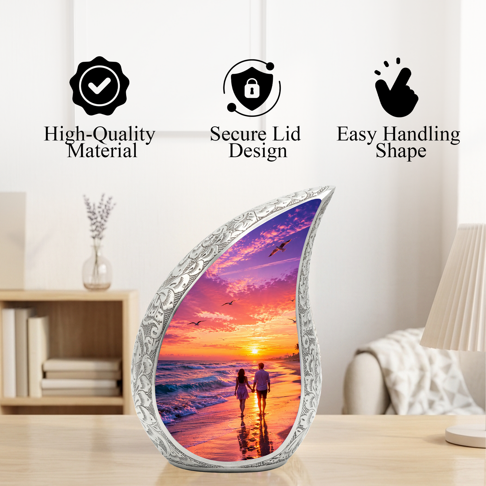 Beach Sunset Urn for Human Ashes | Ocean Sunset Cremation Urn
