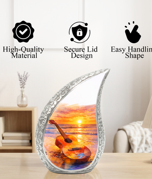Beach Guitar Memorial Urn for Mom Dad, Funeral Urn for Human Ashes