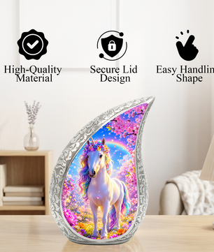 Ocean Unicorn Urn for Mom, Fantasy Cremation Keepsake Urn for Women