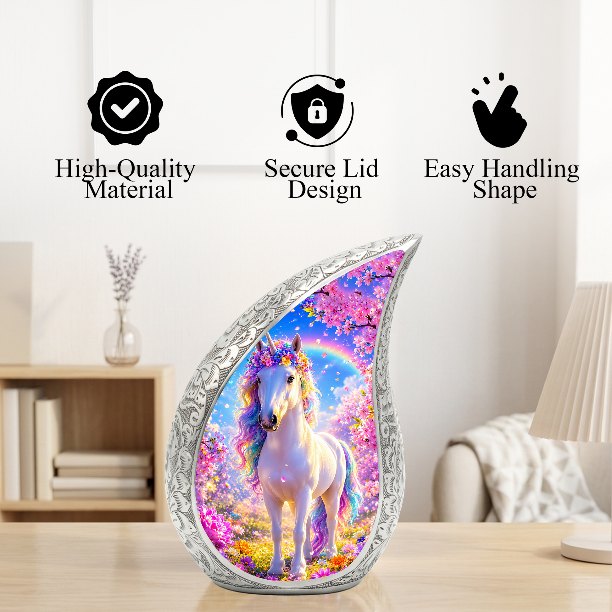 Ocean Unicorn Urn for Mom, Fantasy Cremation Keepsake Urn for Women