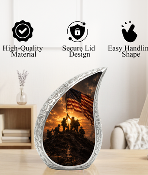 Soldier Sunset Urn for Human Ashes | Military Adult Cremation Urn Memorial