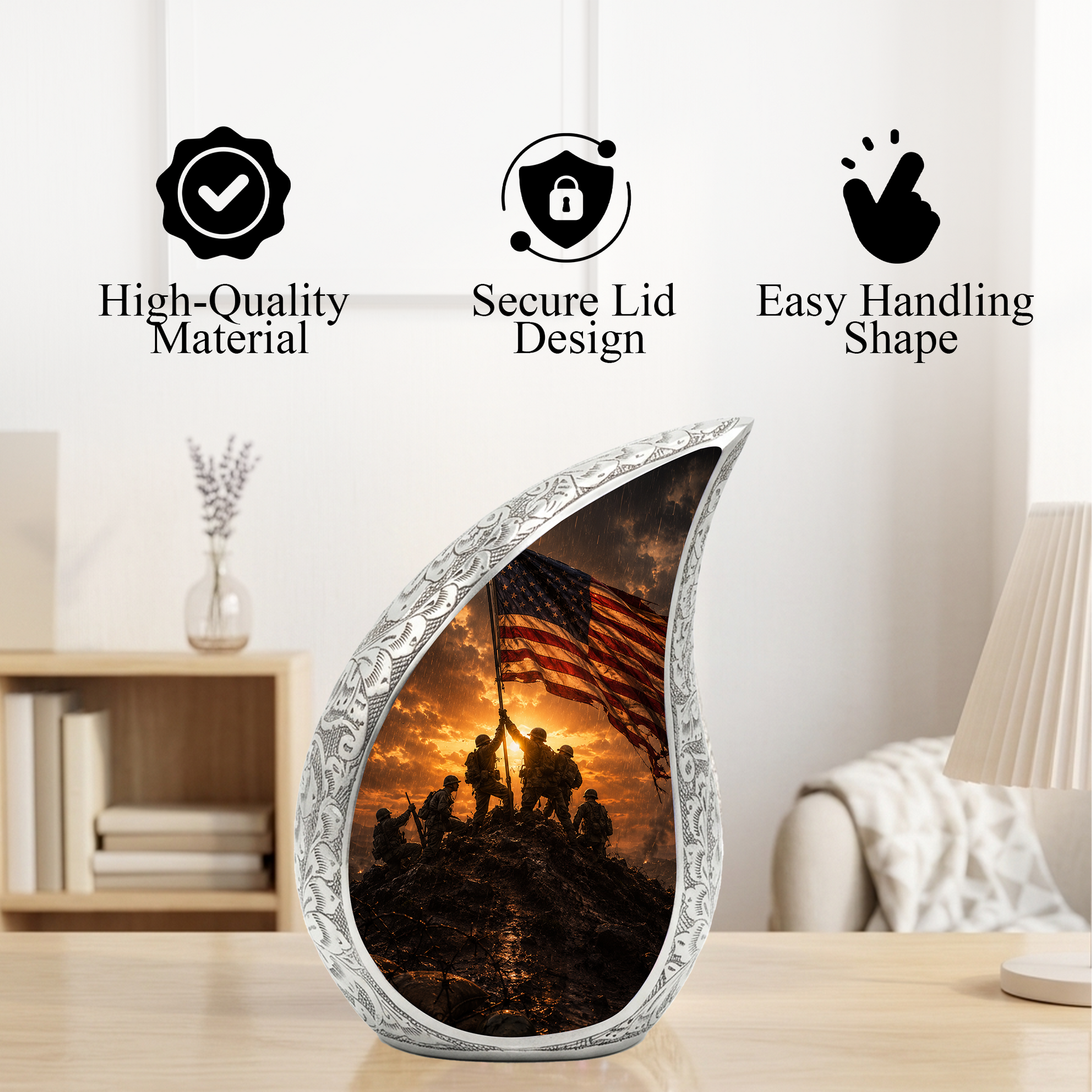 Soldier Sunset Urn for Human Ashes | Military Adult Cremation Urn Memorial