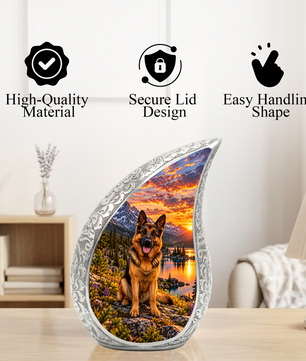 German Shepherd Cremation Urn for Ashes, Dog Memorial Urn, German Shepherd Adult Urn