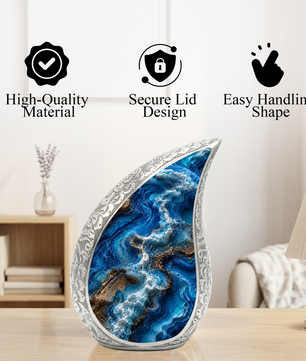 Ocean Wave Urn for Ashes, Adult Cremation Urn for Mom, Beach Memorial Urn