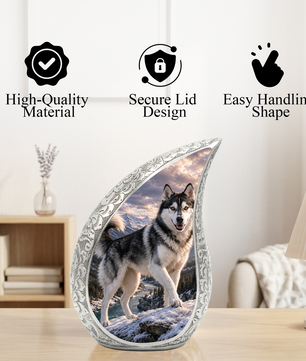 Large Husky Dog Cremation Urn - Siberian Memorial Keepsake Urns For Pet Ashes