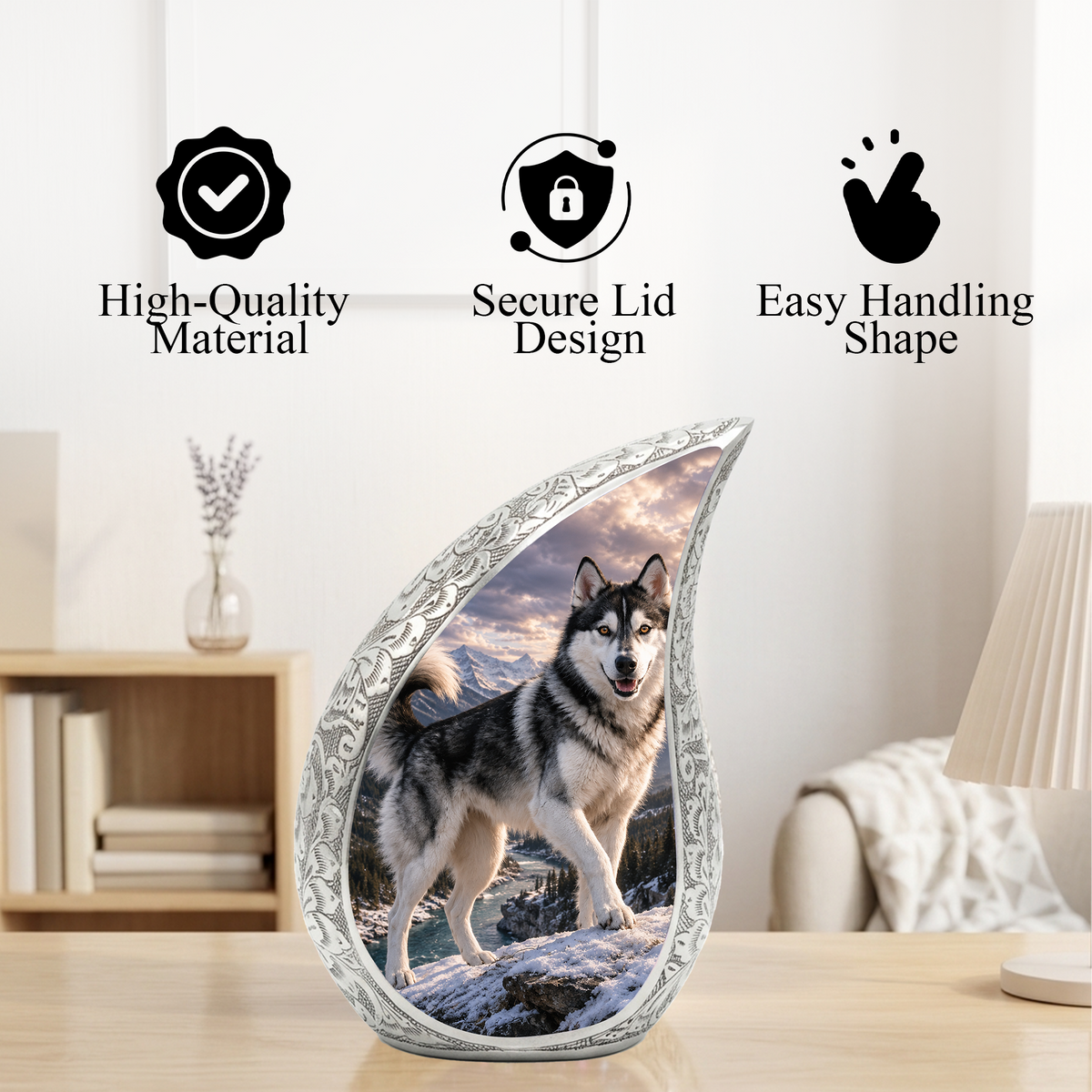 Large Husky Dog Cremation Urn - Siberian Memorial Keepsake Urns For Pet Ashes