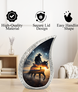 Cowboy Urn for Dad – Premium Western Cremation Urn for Human Ashes