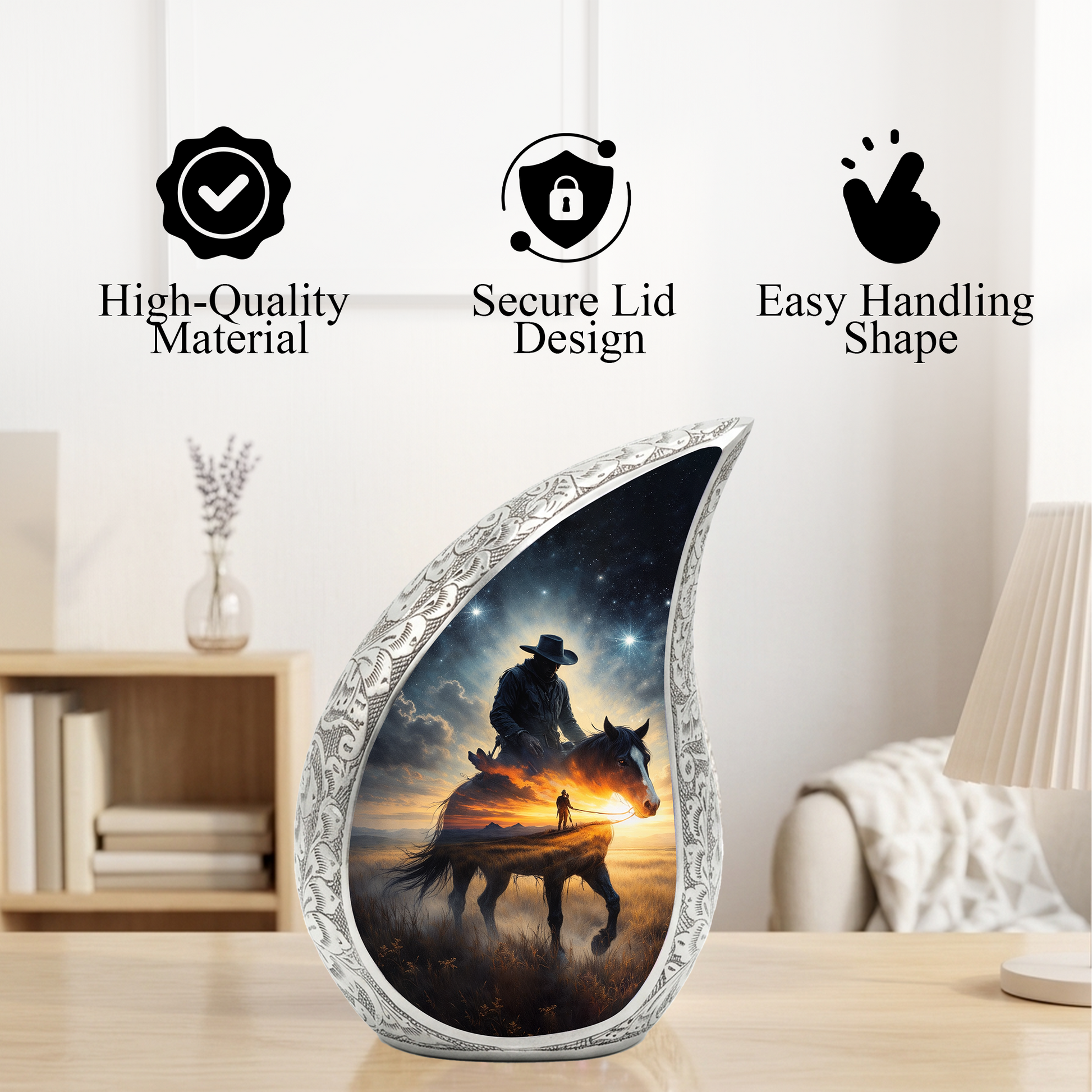 Cowboy Urn for Dad – Premium Western Cremation Urn for Human Ashes