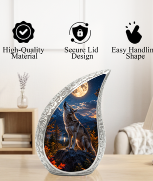 Growling Wolf Urn for Human Ashes | Wolf Adult Cremation Urn | Wolf Adult Urn for Ashes