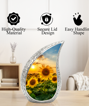 Sunflower Urn for Human Ashes | Beautiful Sunflower Cremation Urn for Mom & Women