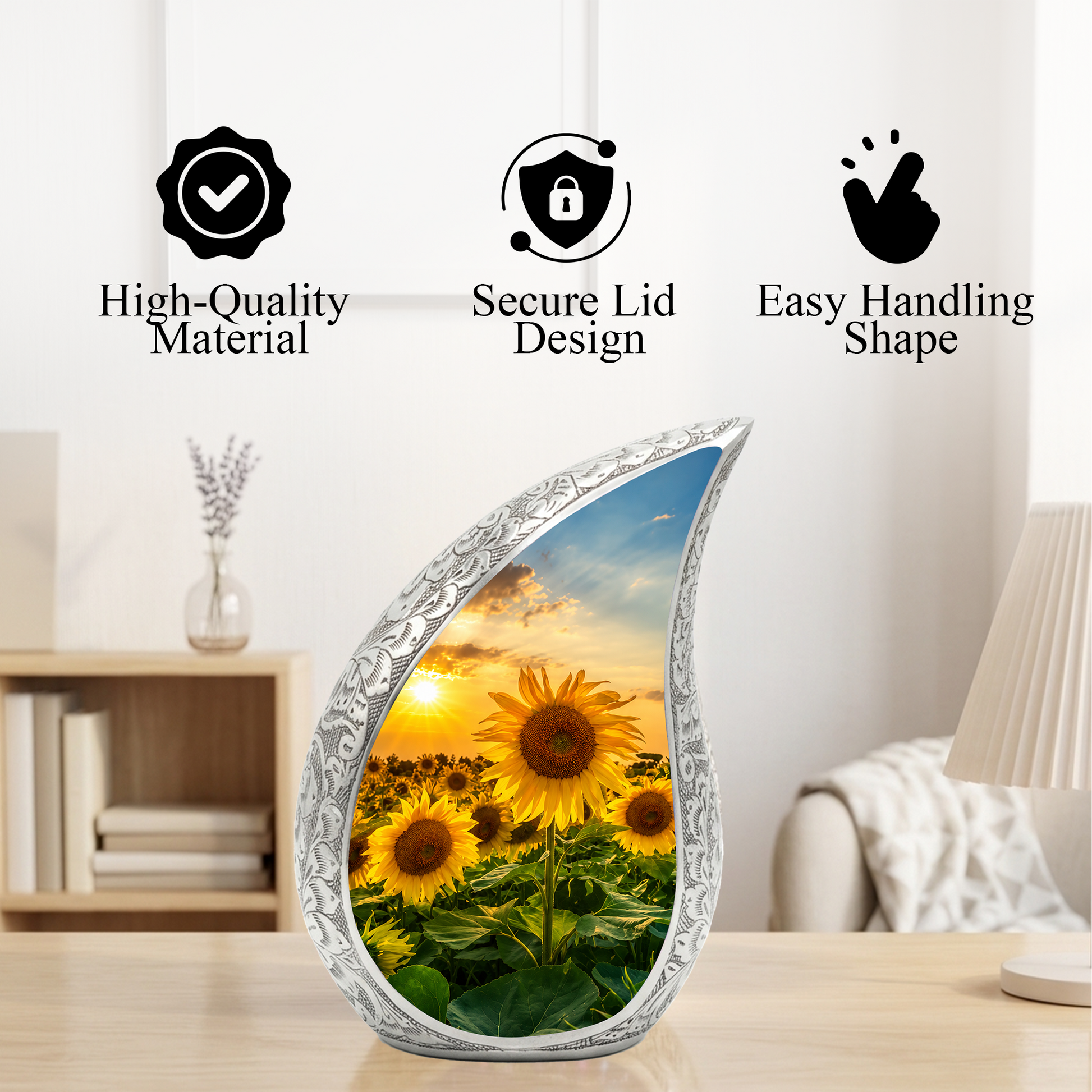 Sunflower Urn for Human Ashes | Beautiful Sunflower Cremation Urn for Mom & Women