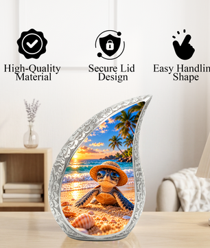 Turtle Cremation Urn for Ashes, Sea Turtle Memorial Urn, Beach Adult Urn
