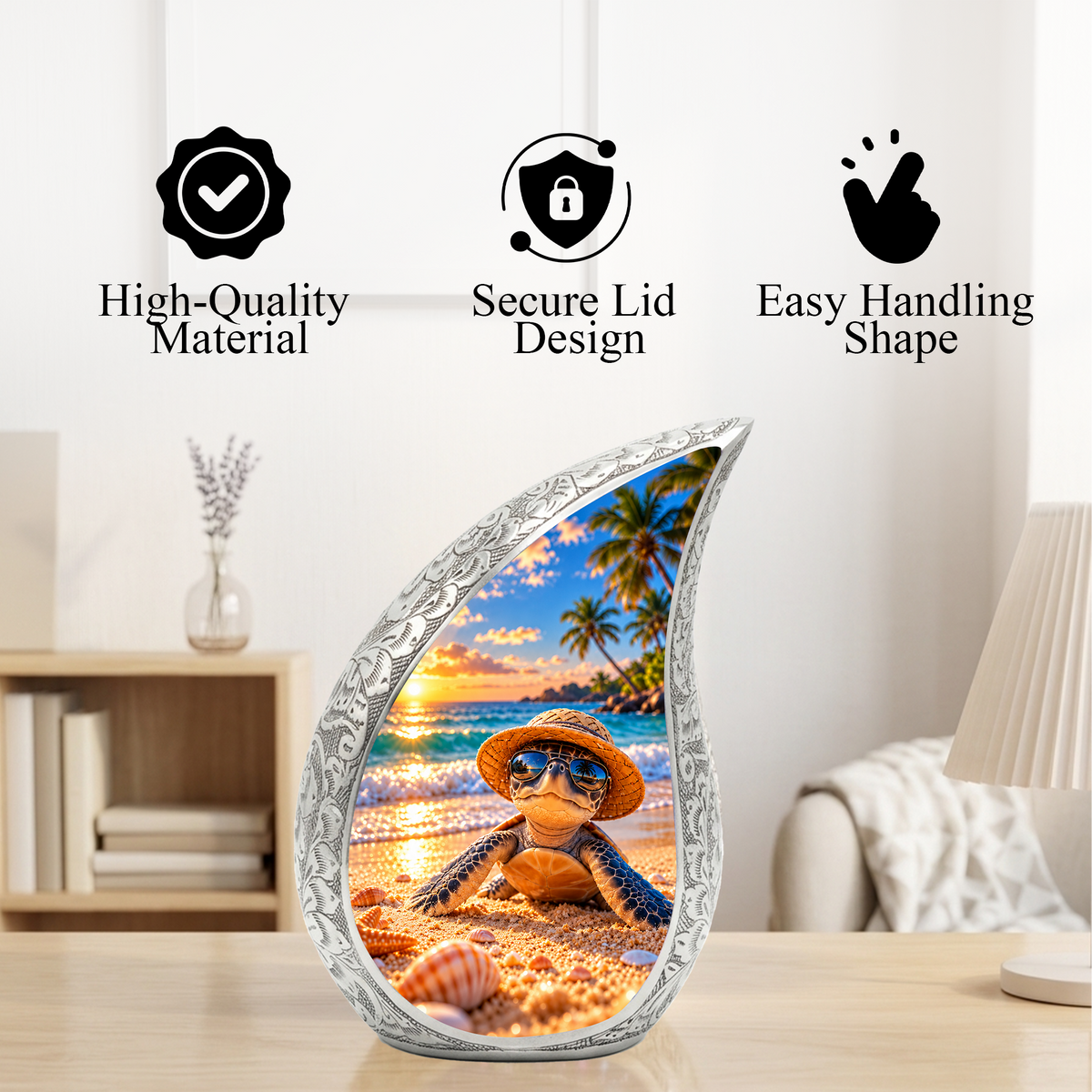 Turtle Cremation Urn for Ashes, Sea Turtle Memorial Urn, Beach Adult Urn