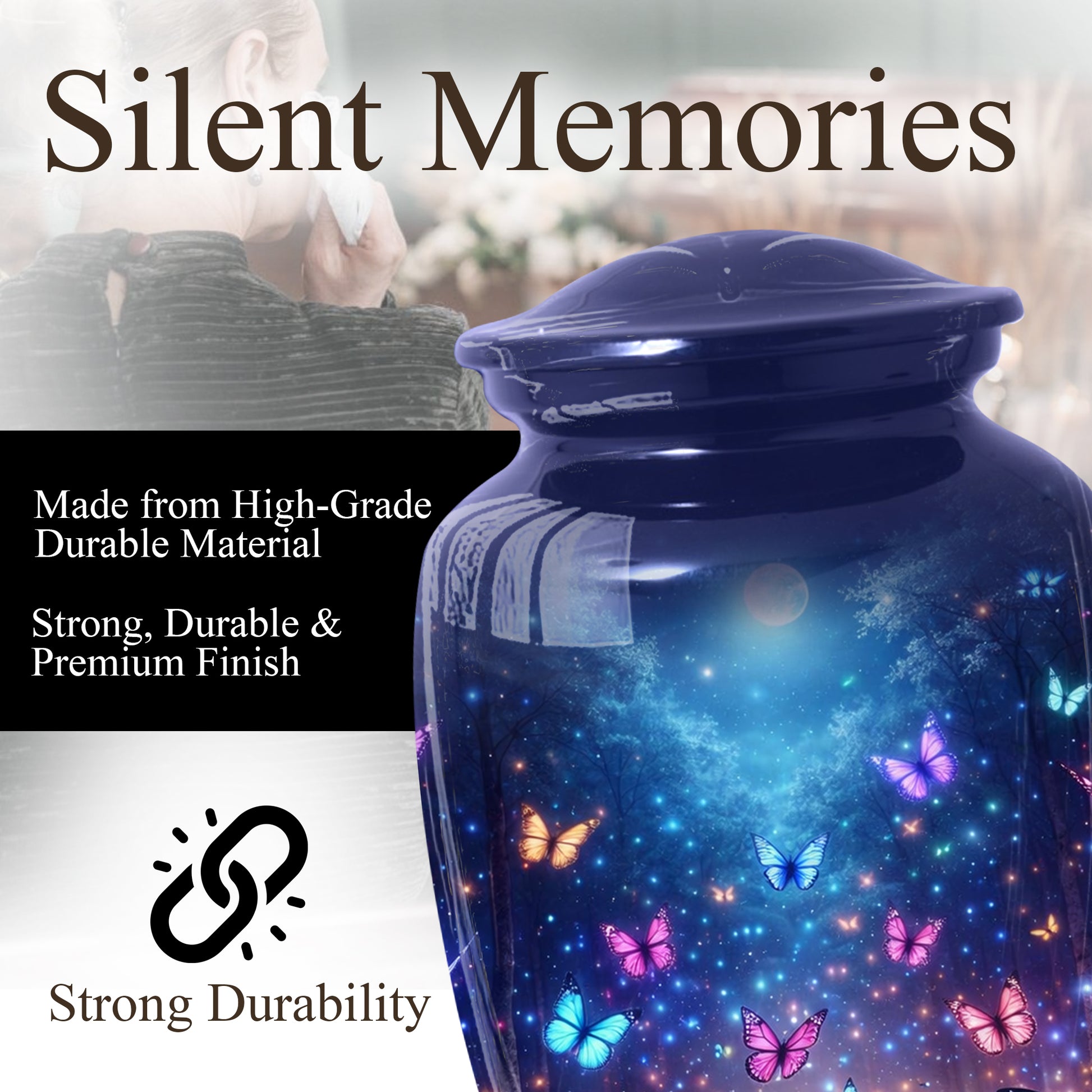 Butterfly Urn for Mom | Beautiful Butterfly Cremation Large Urn for Mother