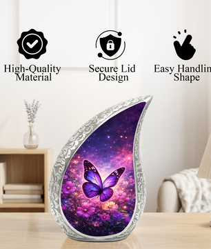 Purple Butterfly Adult Urn for Human Ashes – Premium Purple Butterfly Cremation Urn