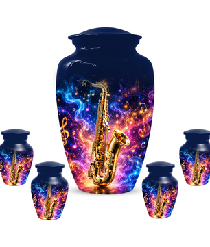 Saxophone Cremation Urn for Dad & Mom, Personalized Music Memorial Urn for Human Ashes