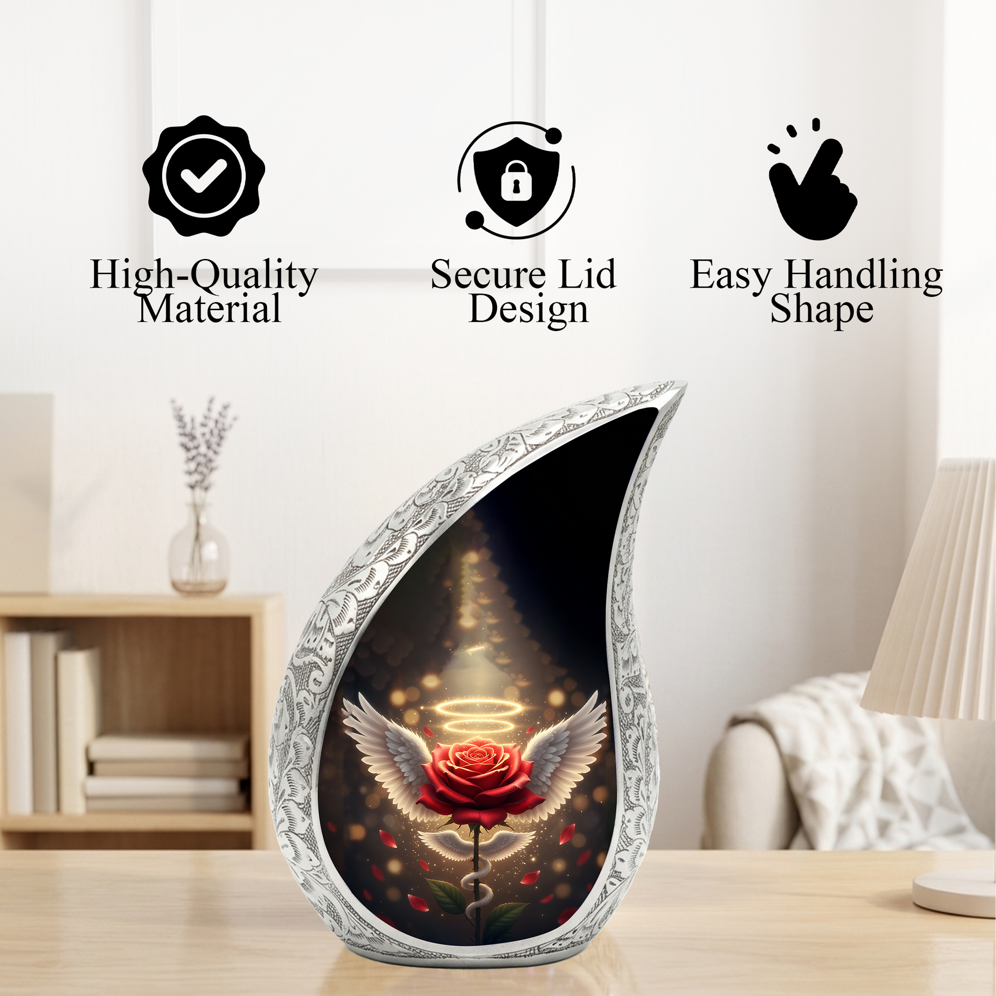 Angel Rose Urn for Mom | Personalized Memorial Urn for Ashes